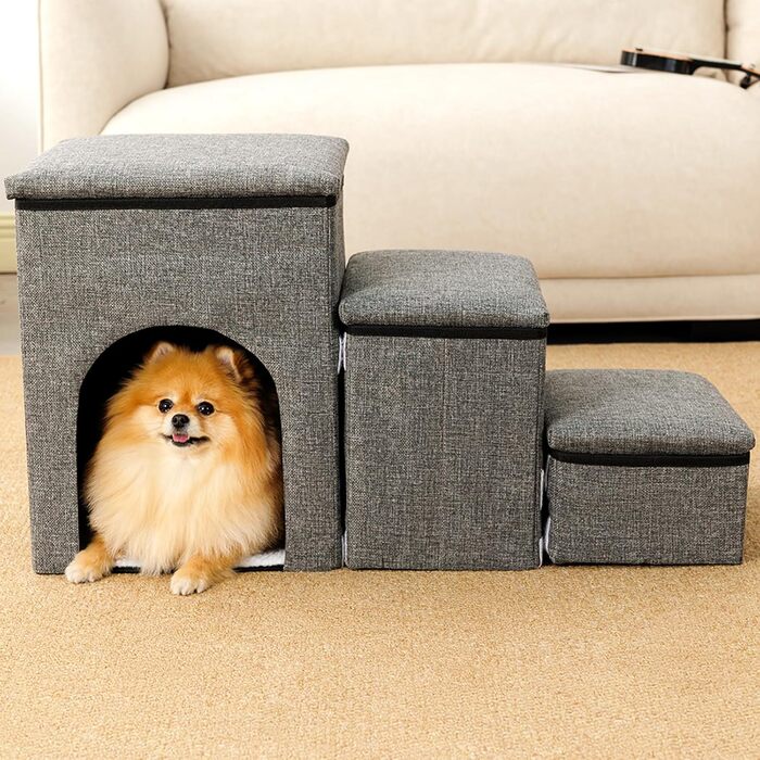 Сходинки для собак FurryPaws: 3-ступенева переносна драбинка для собак до ліжка та дивана, антиковзаюча, для маленьких та великих собак, ідеальна для подорожей