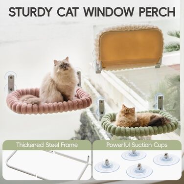 Лежанка для котів EDAGNY на вікно - гамак, м'яка знімною наволочкою, сталевий каркас, до 18 кг (зелений, M)