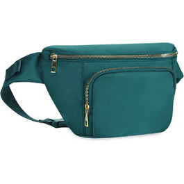 Сумка на пояс для жінок та чоловіків, стильна, з 4 кишенями на блискавці та регульованим ремінцем, ідеальна для подорожей та піших прогулянок (Patent Pending), колір: бірюзовий