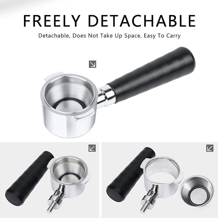RECAFIMIL Bottomless Portafilter 51 mm, reusable, bottomless filter, stainless steel, coffee filter holder, replacement filter basket, coffee accessories, 2 ears, compatible with ECP31.21