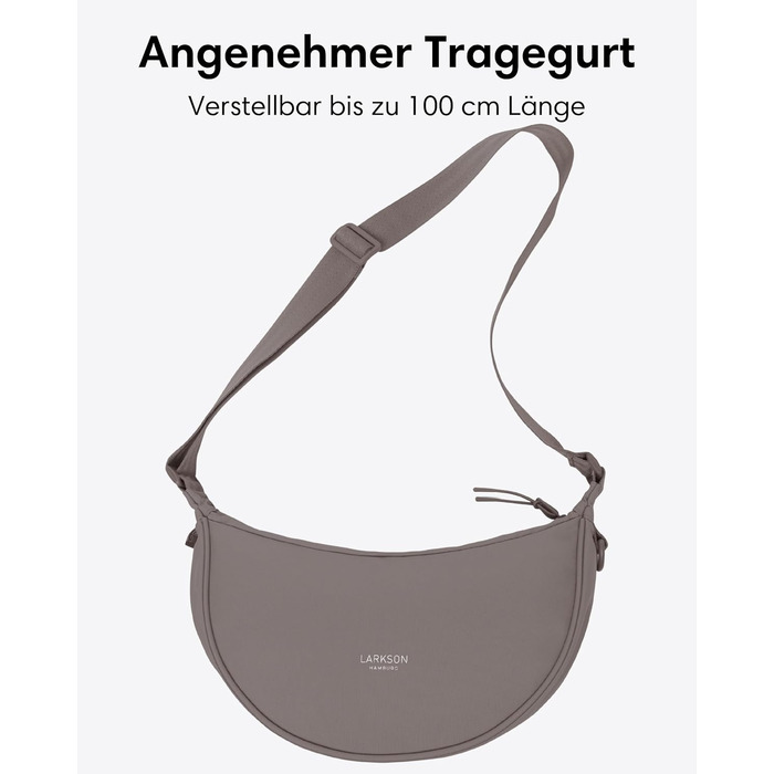 Сумка через плече LARKSON Solveig Medium бежева (Taupe) - Містка напівмісяць, водонепроникна, 6.5 л