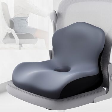 Ортопедична подушка для сидіння з підтримкою спини, Memory Foam, для офісного крісла, авто, інвалідного візка (Темно-сірий)