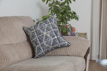 Декоративні подушки TreeWool з бавовни, чорні, з золотим принтом і кантами, 45x45 см, 2 шт