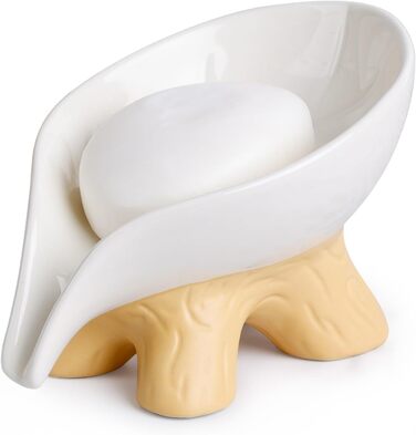 Підставка для мила самостійно спорожняється, форма листка, кераміка, мармур, порцеляна, декоративна, без присосок, ANTIS'S HOME, 1 шт. - Мармур (1 шт., Коричневий)