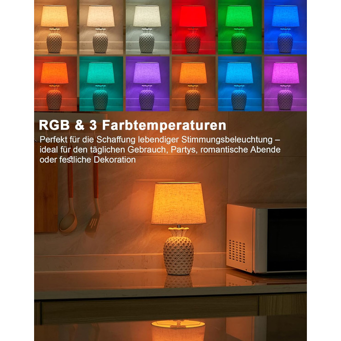 LED-лампа Egobasic на акумуляторі з пультом, таймером та регулюванням яскравості, змінне підсвічування, керамічна основа у вигляді ананаса, для спальні, кухні, вітальні