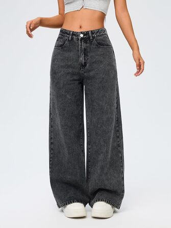 Джинси жіночі Damen Vintage Baggy чорні, широкі, прямі, стиль 90-х Y2K, streetwear, розмір S