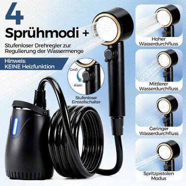 Портативний душ для кемпінгу Campingdusche 8000mAh з насосом та дисплеєм