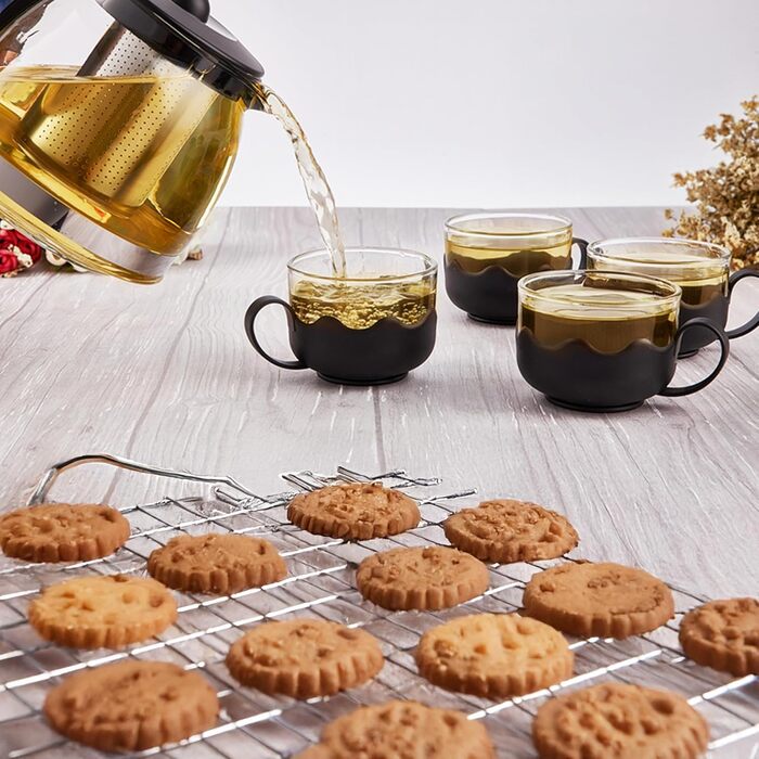 Чайник Lovegrace зі скла та нержавіючої сталі з ситом 1250 мл - термостійкий, придатний для миття в посудомийній машині, з фільтром з нержавіючої сталі, чайник зі скляним ситом, прозорий