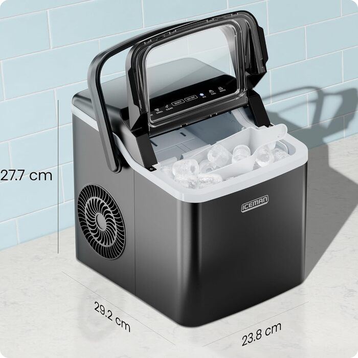 Chefman Iceman Dual-Size Ice Maker - Portable Ice Machine with Self-Cleaning Function, Makes 9 Cubes in 7 Minutes, 10kg/24h Capacity, Includes Scoop