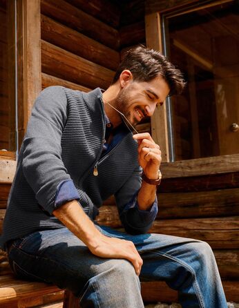 Кардиган чоловічий PJ PAUL JONES з блискавкою та стійким коміром, грубий трикотаж, XL, темно-сірий