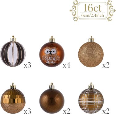 Набір ялинкових прикрас Valery Madelyn 16 шт. 6 см, червоно-зелено-золота тема, з подарунковим пакуванням