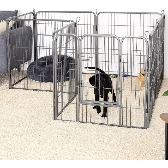 Lionto Вольєр для цуценят та дрібних тварин, 80x80 см, розширюваний вольєр для собак, вольєр для собак у квартиру/сад, з дверцятами та замком, стійкий до погодних умов, 8 елементів