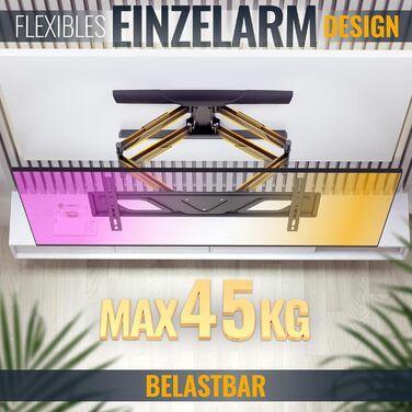 Кріплення для телевізора RICOO S9564: універсальний настінний тримач для телевізорів 40-75 дюймів (VESA 600x400, до 45 кг) з можливістю нахилу та повороту