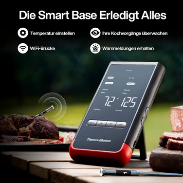 ThermoMaven P2 Розумний термометр для м'яса Бездротовий – Bluetooth 5.3, 2 зонди, 6 сенсорів, необмежений моніторинг через Wi-Fi, IPX8 водонепроникний, для гриля, духовки, кухні, фритюрниці