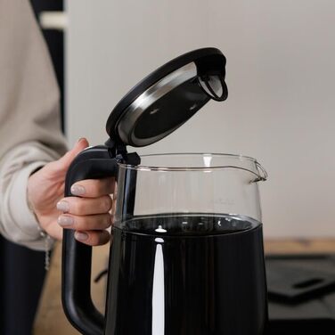 Електричний чайник 1.7л зі скляним корпусом та сенсорним дисплеєм, 2200W, регулювання температури (40–100°C), 5 програм, функція підігріву, нержавіюча сталь, бездротовий