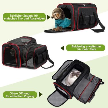 Розширювана переносна сумка-слінг для котів та собак, складна, портативна переноска для домашніх тварин, ідеальна для подорожей, прогулянок, кемпінгу (Чорний, S)