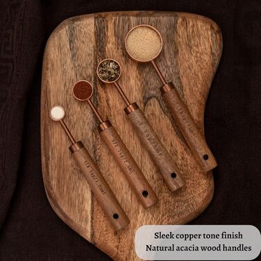 Мірний кухонний набір Kupfer: 8 предметів (чашки та ложки) з дерев'яними ручками, дозатор