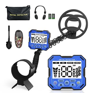 Металодетектор Profi з 2 акумуляторами, 5 режимів, для дорослих та дітей, водонепроникний IP68, регульована стійка (Морська блакить)