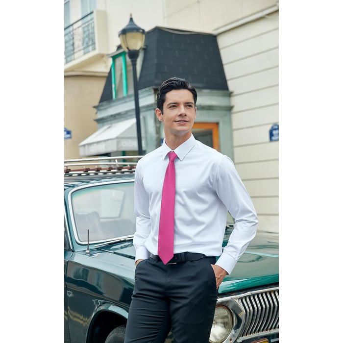 Краватка чоловіча Hisdern для весілля, рожева, з нагрудною хустинкою та затискачами для запонок - комплект