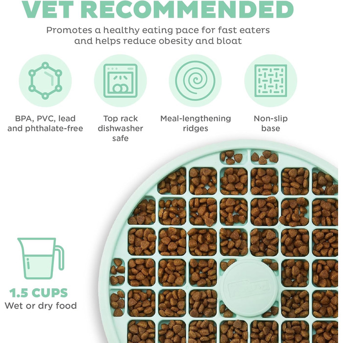Миска для собак Outward Hound Fun Feeder Slo Tray L, зелена м'ятна - уповільнює годування, запобігає зригуванню, не ковзає