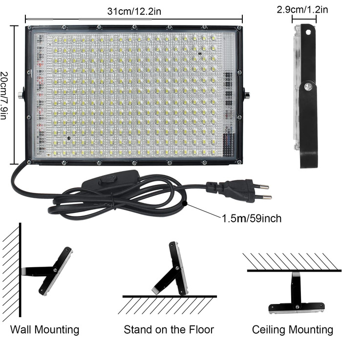 LED Floodlights 150W 2-Pack, Outdoor LED Floodlights, Super Bright 15000LM Outdoor Spotlights, 6500K Cool White LED Floodlights with IP65 Waterproof for Garden, Garage, Sports Field, Terraces