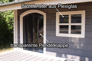 Будка для собак з масиву дерева, вологостійка, з дахом та вікном, розмір 130x118x108 см