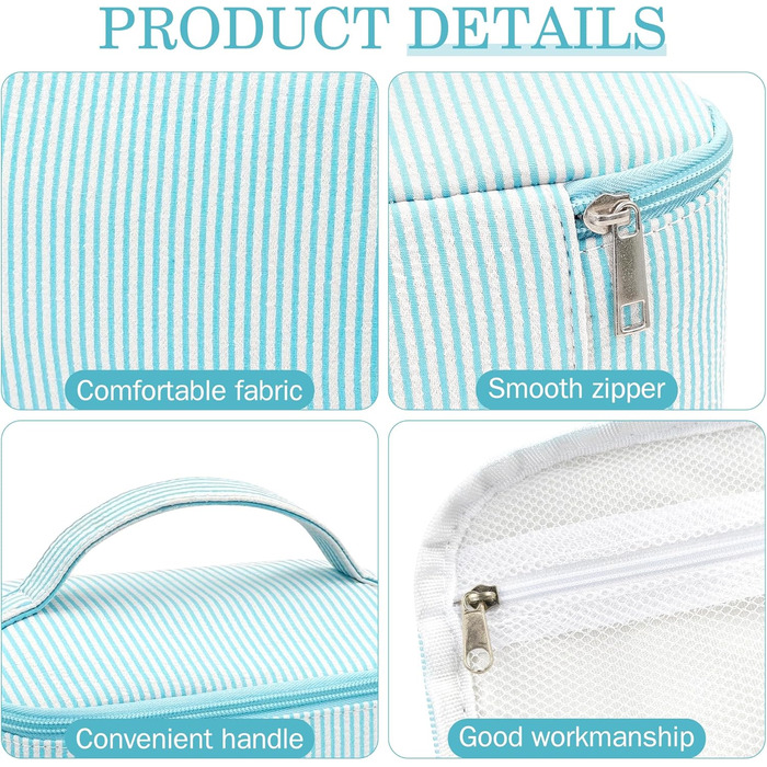 Набір косметичок для жінок: 3 шт. для макіяжу, подорожей та щоденного використання (блакитний)