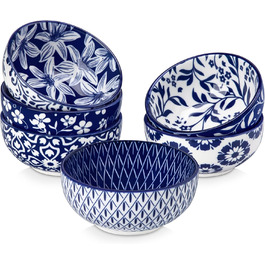 Набір кавових чашок з блюдцями Vancasso Cappuccino SELENE 6шт, 240мл, блакитно-білий вінтаж, порцеляна