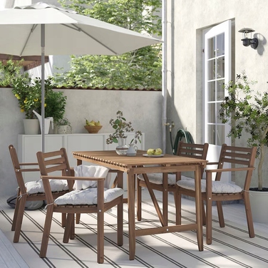 Комплект стола та стільців IKEA ASKHOLMEN, дерево, бежевий