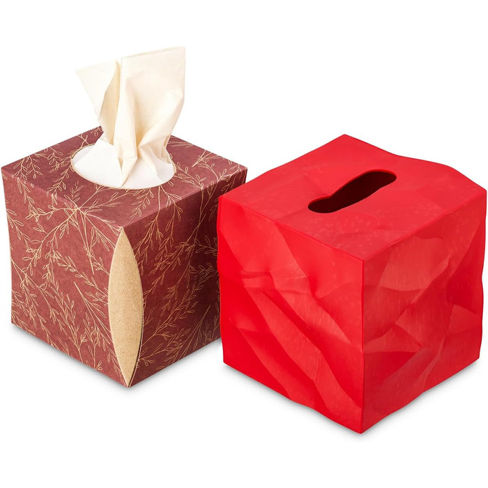Essey Cosmetic Tissue Box Wipy Cube I, square tissue box dispenser, design tissue box, red, 13x13x13 cm