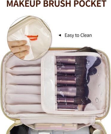 Косметичка для жінок, велика дорожня косметичка для макіяжу з відділенням для пензлів, органайзер, культиватор, шкіра PU, портативна сумочка для макіяжу, зелена (запатентовано) (шахматна дошка)