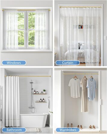 Телескопічна штанга для карнизів та душової кабіни без свердління, 79-195 см (Золотий)