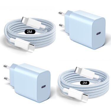 Зарядний пристрій 20W USB-C з кабелем Lightning для iPhone 14/13/12/11/X/SE (2 шт) - Синій