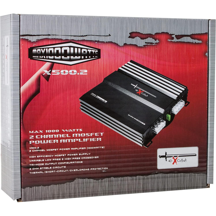 Автомобільний підсилювач EXCALIBUR X500.2 MOSFET, 2-канальний, 1000 Вт