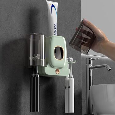 УФ-дезінфектор для зубних щіток з підставкою на стіну, стерилізатор, сушарка, розумний (світло-зелений)