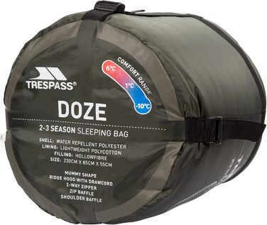 Сплячий мішок Trespass Doze DREI на три сезони, 230x85x55 см, універсальний розмір, колір: кобальтовий блакитний