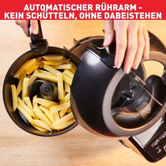 Tefal FZ7738 ActiFry Genius+ Hot Air Fryer | Air Fryer with Stirring Arm, No Shaking | 1500 W | 1.2 kg for 6 People | 9 Automatic Cooking Menus | Energy-Saving | Healthy Oil-Free Fryer | Black ActiFry Genius +