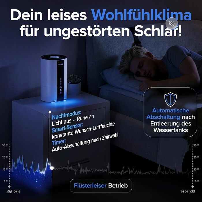 Ультразвуковий зволожувач повітря 4.2л з аромадифузором та нічним світлом, тихий для спальні та дитячої кімнати, для немовлят та рослин, з пультом керування та 360° форсункою