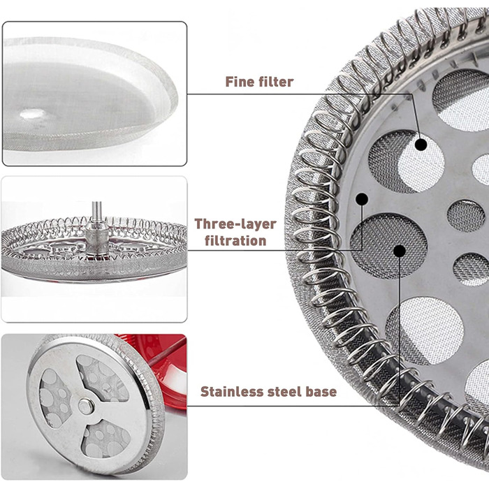 Френч-прес для кави з нержавіючою сталлю, 1000 мл, скляний, чорний