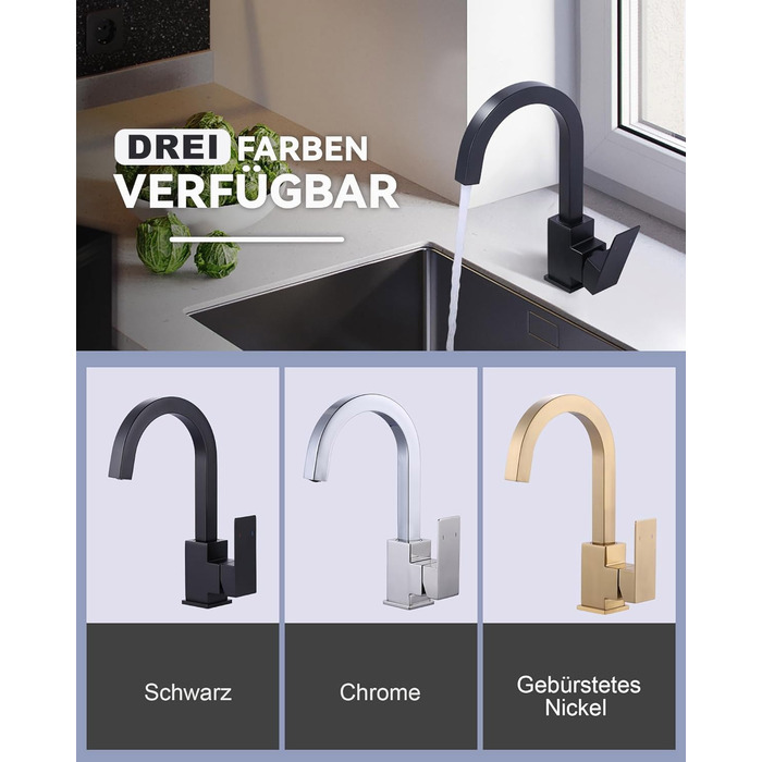 Кран кухонний поворотний 360°, з нержавіючої сталі, для кухні, вантажівки, ванної кімнати (B Gold)