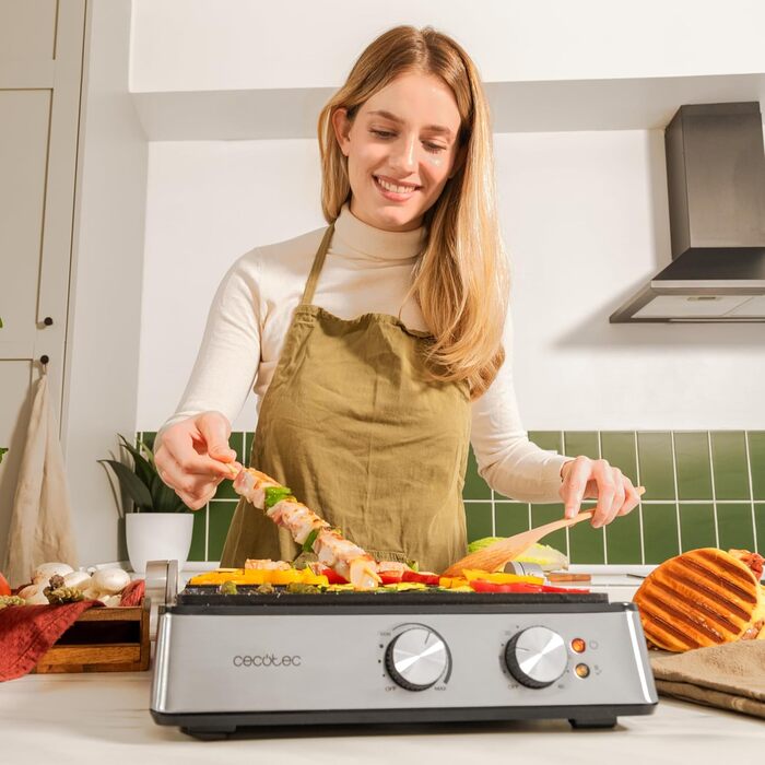 Cecotec Rock'nGrill Blaze Electric Grill. 2400W, RockStone coating, Easy cleaning, 180º opening, BPA-free, Grilling surface 29x23 cm, Adjustable temperature 2400 W | Blaze