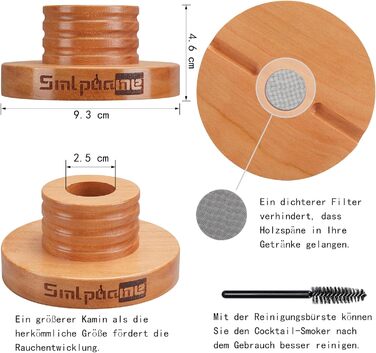 Набір для копчення коктейлів з ліхтариком, коптильня для віскі з факелом, 4 види дерев'яної стружки, подарунок для батька, чоловіка та любителів коктейлів (без бутану), коптильня для коктейлів з факелом з стружкою вишні