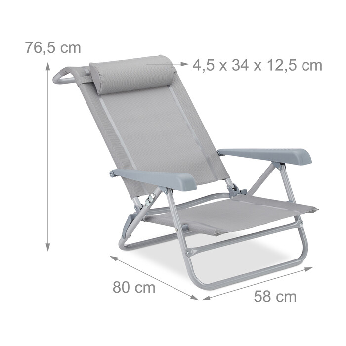 Relaxdays Folding Lounge Chair with Headrest