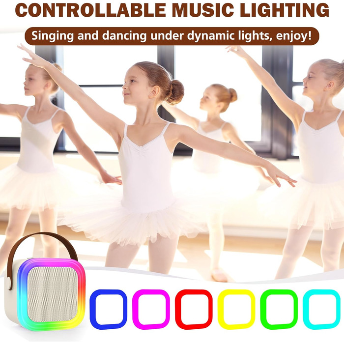 Дитяча караоке-машина з 2 бездротовими мікрофонами, портативна колонка для дітей та дорослих, подарунок для дівчинки, бежевий колір