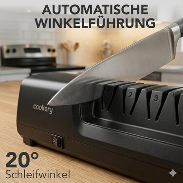 Електричний точило для ножів Cookery 4-ступеневе | Професійний точило з алмазним покриттям для кухонних ножів | Чорний