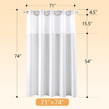 Набір штор для душу River Dream, бавовняна суміш, вафельна тканина, 180x188 см, білий з квітковим малюнком