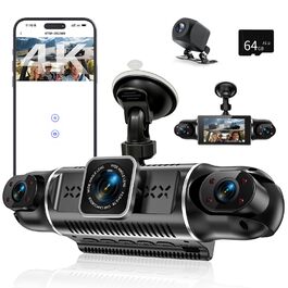 Відеореєстратор 4K для авто з двома камерами (перед/зад) + 2 додаткові, 3