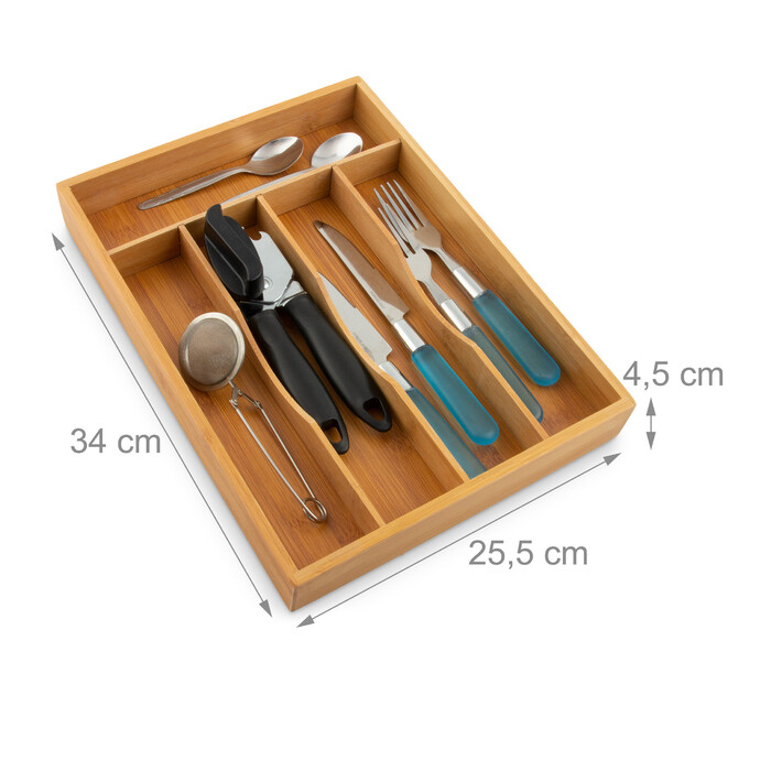 Relaxdays Cutlery Box Bamboo 34x25x4.5cm