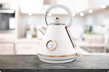 Елегантний чайник Berdsen BD-701 з термометром, 1.7L (білий)