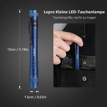 Ліхтарик LED Lepro, Mini IPX4 Водостійкий, 3 Режими, 2 шт. (Синій)